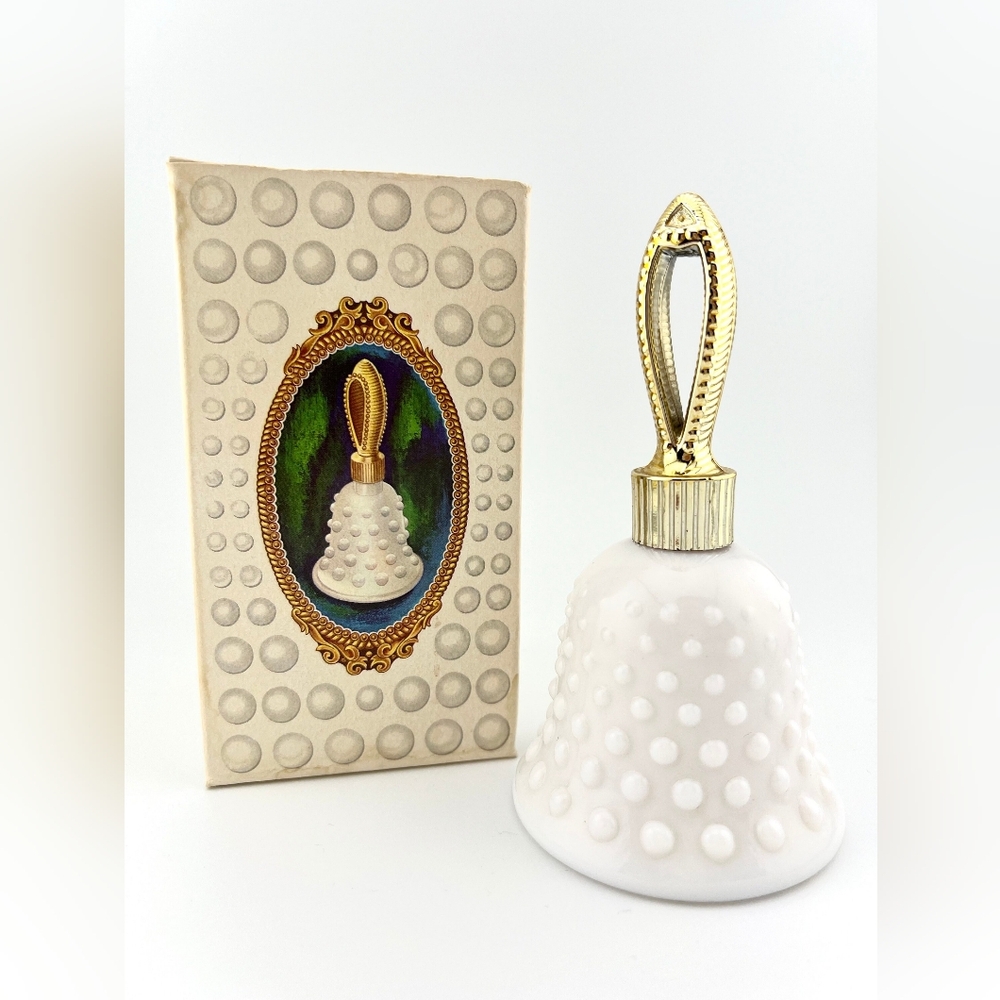 Vintage Avon milk glass hobnail bell cologne bottle